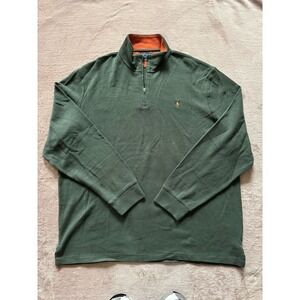 Polo Ralph Lauren Men's Estate Rib Hunter Green Pullover 1/4‎ Zip Size 2XL